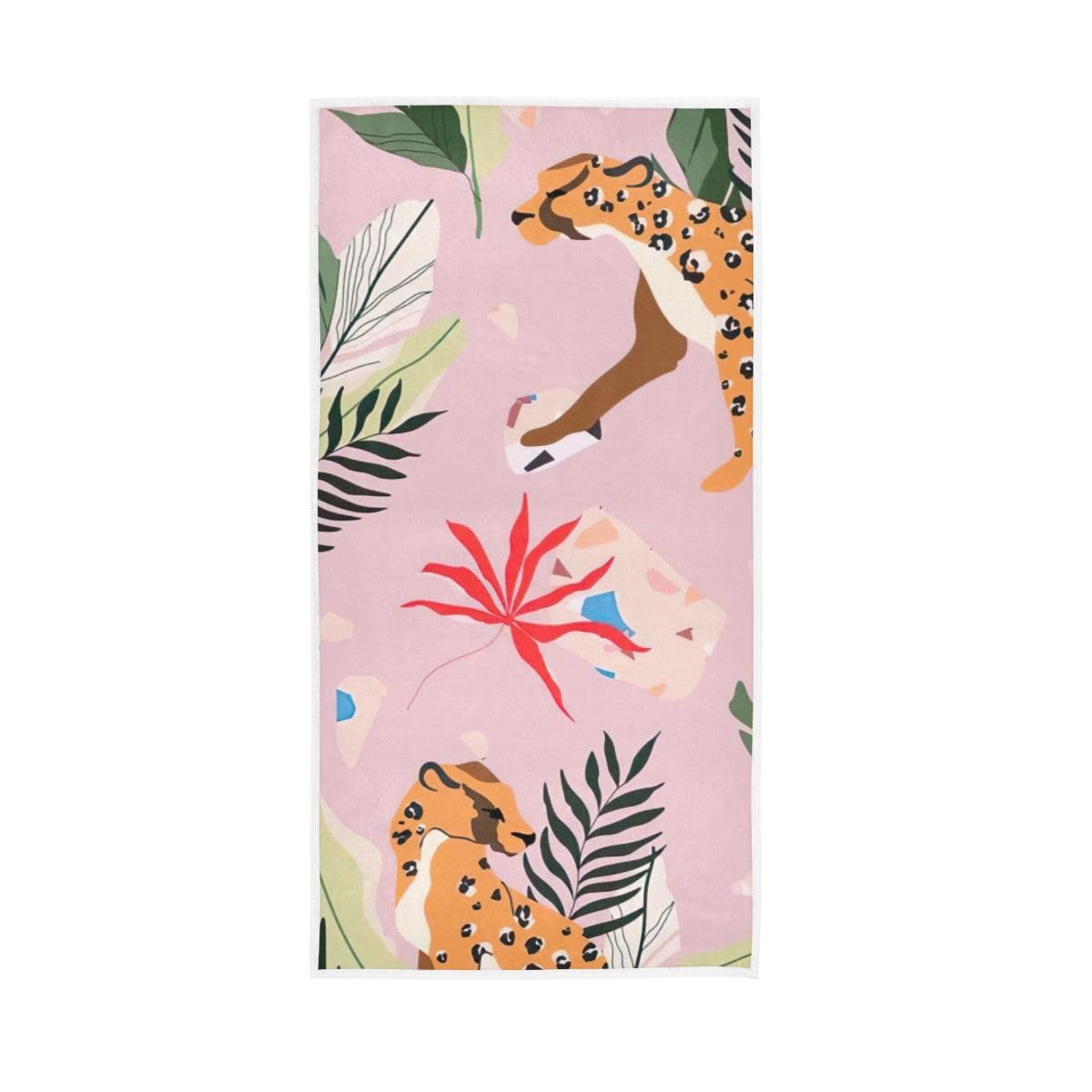 LSRCPD Leopard Wild Animals Pink Hand Towel Soft Washcloths Decorative Towels 15 x 30 Inch