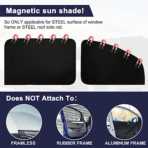 Ovege Car Window Shades Magnetic - Side Window Sun Shade Car Curtain Suedette UV Protection Privacy Baby Suction Magnetic -Front&Back 4pcs