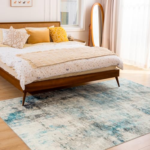 UMINEUX Washable Area Rug 5'x7' Large Modern Abstract Living Room Rug with Anti-Slip Rubber Backing, Ultra Soft Low Pile Rugs Carpet for Dining Room Bedroom Home Office Decor