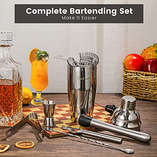 Baban Cocktail Shaker Set Bartender Kit with Stand, Stainless Steel 750ml Martini Shaker Set for Alcoholic Mixed Drink, Barware Tool Set for Beginner, Birthday Alcohol Gift Set for Him Men & Women - Thumbnail 2