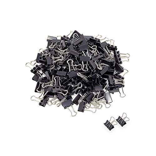 Seaside Supply, Mini Small Binder Clips, 144 Pack, Black Coating, Paper Clamps, Paper Clips