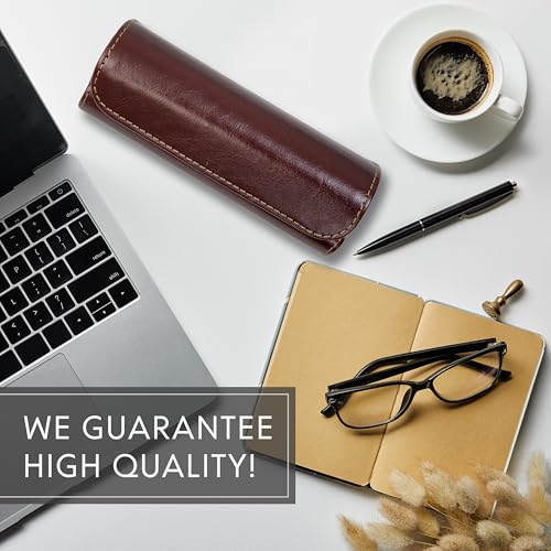 Image of Orsus Reading Glasses Hard Case, Premium PU Leather Horizontal Eyeglass Holder with Magnetic Closure for Women and Men