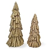 Deko Tannen Gold im 2er-Set | 15 & 20 cm