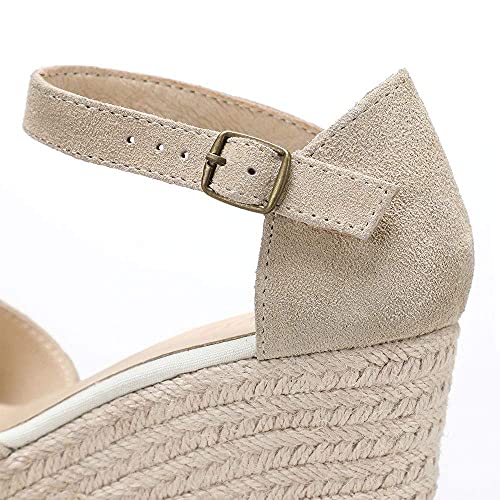 Platform Wedges Sandals for Women, 3" Wedge, Ankle-Strap, Cap Toe, Summer Espadrilles Heel Shoes4