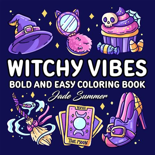 Witchy Vibes: Bold and Easy Coloring Book for Adults, Teens, and Seniors with Simple and Spooky Designs for Relaxation (Bold and Easy Coloring Books)