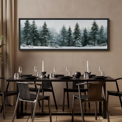 Image of MUDECOR Large Framed Canvas Print Wall Art Snowy Pine for Living Room