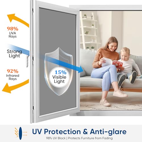 SUNBABY Window Tint for Home, One Way Privacy Film Heat & UV Blocking, Static Cling No Glue Renter Friendly Cover for Home Bedroom, Office & Sliding Glass Door, 23.6 x 118.1 Inch with 3 Tools, Black