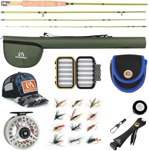M MAXIMUMCATCH Maxcatch Ultra-Lite Fly Rod for Stream River Panfish/Trout Fishing 1/2/3 Weight and Combo Set Available (7'6'' 3wt 4pcs)