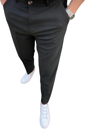 Mens Fashion Slim Fit Dress Pants Casual Business Suit Dress Pants Classic Stretch Golf Pants