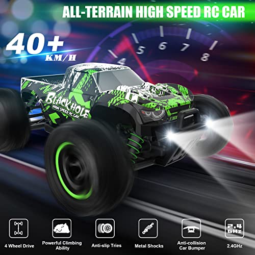 Remote Control Car Rc Cars For Adults Kids, 1:18 Rc Car Rc Truck, 4Wd High Speed 40+ Km/H Off Road Monster Trucks For Boys, 2.4Ghz Toy Trucks With 5 Batteries, 50+ Mins Play Gift,Green #TOP1