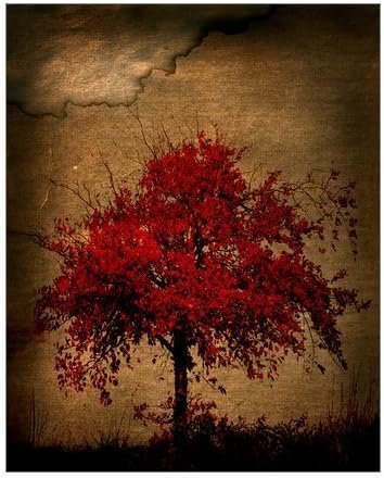 Fashion Red Tree Painting Canvas Print 8" x 10" Modern Canvas Art Wall Decor Landscape Oil Painting Wall Art Wall Decor Home Decorations.