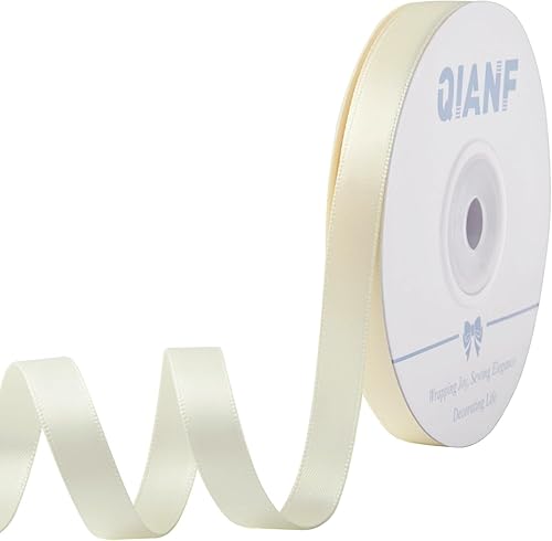 Cinta Crema de 38 Pulgadas de Doble Cara de Satén para Envolver Regalos, Hacer Lazos para el Pelo, Fajas para Sillas, Día de San Valentín, Boda,