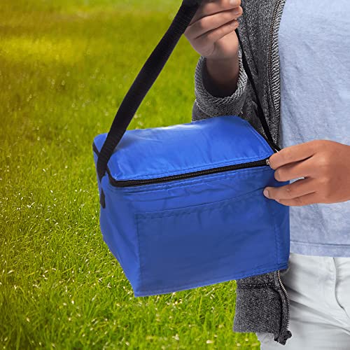 Discount Promos Small Lunch Bags Set Of 10, Bulk Pack - Insulated, Fits 6 Cans, Perfect For The Office, Picnic, Beach - Blue #TOP7