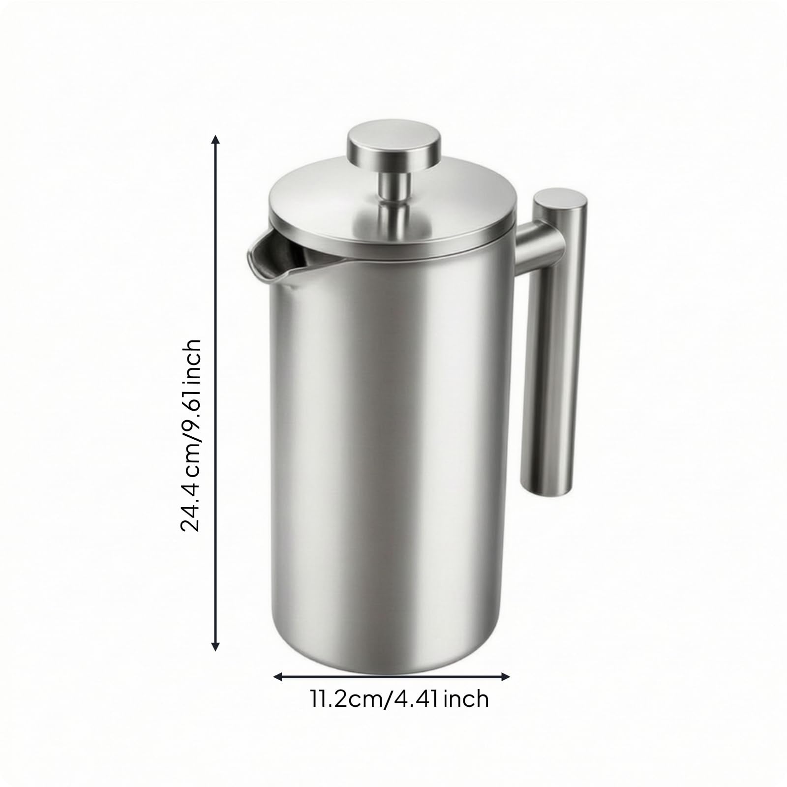Cafetière à Piston Cafetière Presse Française Cafetière Manuelle Carafe à Café Système de Filtration à Ressort et Maille Empêche les Résidus Acier, 1500ml