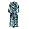 Women's Elegant Summer Dress 3/4 Sleeve Floral Long Dress Chiffon Pleated V-Neck Wrap Dress High Waist Ruffle Maxi Dress Party Dresses A-Line Long Sleeve Autumn Dress Women's Casual Dress, Green, XL #4