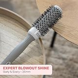 Olivia Garden Expert Blowout Shine – Biały & Szary - 35 - Okrągła szczotka ceramiczna antystatyczna do błyszczącego stylizacji bez puszenia