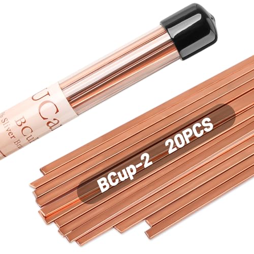 Image of 20 Sticks BCuP-2 Copper Brazing Rods Phosphor Alloy Welding Rods 0.050 inch x 1 /8 inch x 10 inchBrazing Rods for Air Conditioner Refrigerators Pipe