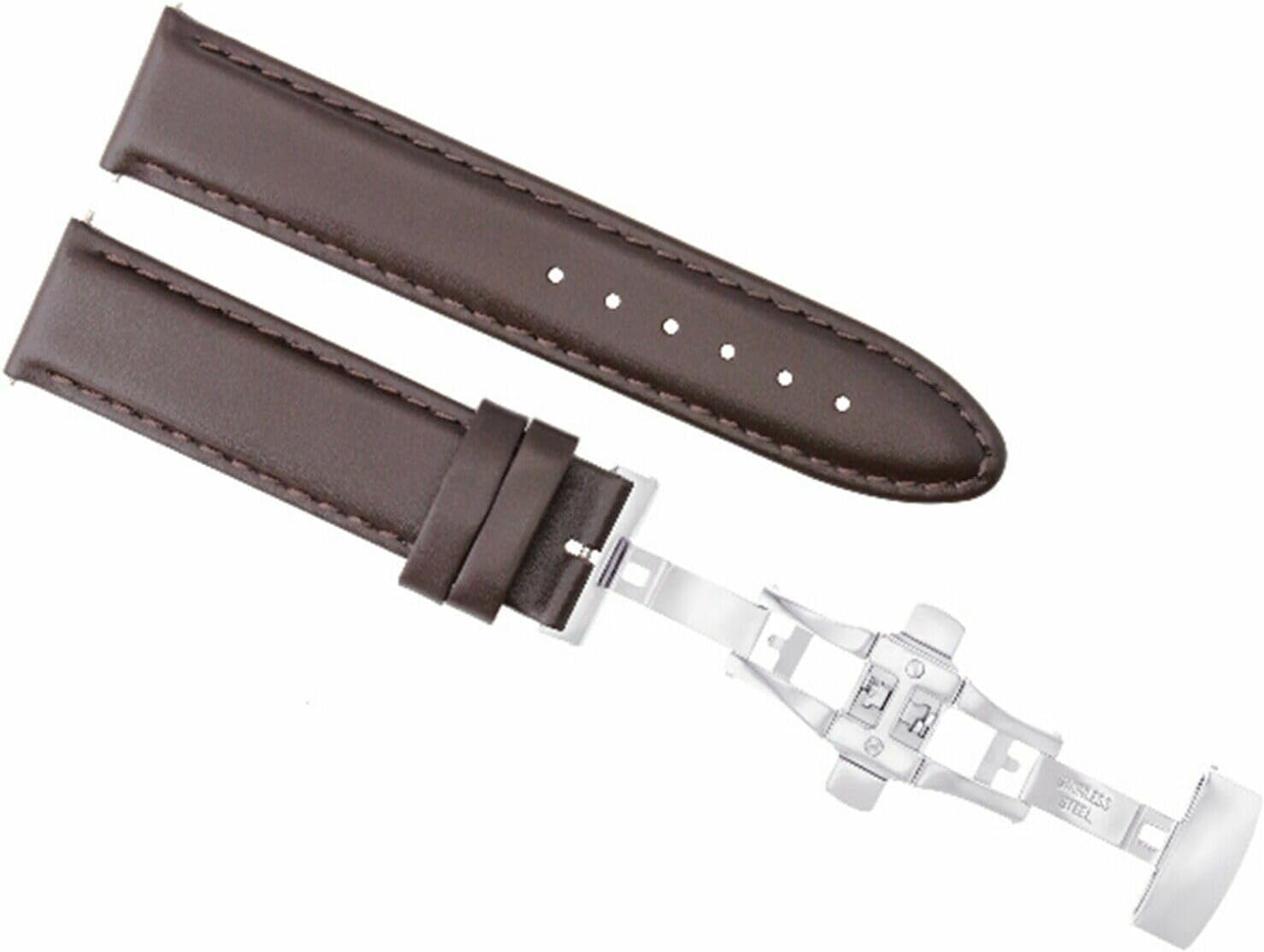 Ewatchparts 20mm Smooth Leather Watch Band Strap Deployment Clasp Compatible With Franck Muller Dark Brown