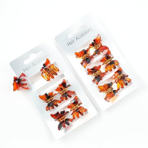 12 x Mini Butterfly Hair Clamps/Hair Grips/Hair Clips - Tortoiseshell by Chelsea Jones