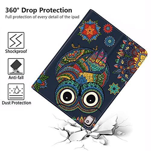 Ipad 9.7 2018/2017 Case, Ipad Air/Air 2 Case, Luasao Adjustable Stand Auto Wake/Sleep Smart Case For Apple Ipad 6Th/5Th Gen - Mandala Owl (With Coasters) #TOP4