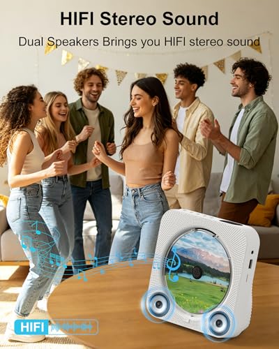 Image of MICOCIOUS CD Player With Speakers Bluetooth Desktop for Home Kpop Music With LED Screen FM Radio Remote Control Timer Support AUX USB TF Card Playback