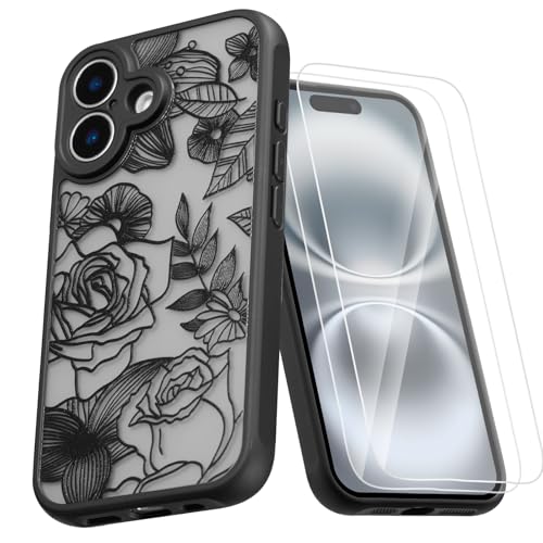 Coque iPhone 16 motif floral rose pour le style quotidien des filles