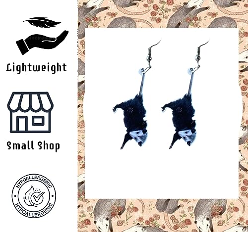 Pair of Possum Earrings for Women/Adults. Opossum Earrings for Rednecks Costumes4