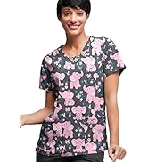 Happy Scrubs Women's Playground Day Print Scrub Top (XS-3X) – 3 Pocket Criss Cross Medical Uniform