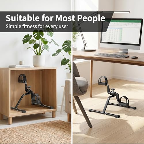 Image of Folding mini Exercise Bike Portable Pedal Exerciser Desk Bike with LCD Displays for Arms and Legs Low Impact Exercise (GRAY)