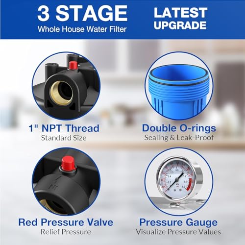 image for SimPure Whole House Water Filter System, 3 Stages Clear Home Water Pre