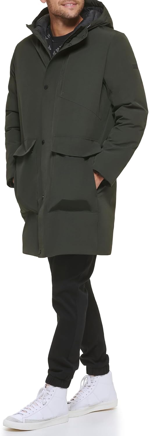 DKNY Men's Water Resistant Hooded Logo Parka Jacket - Image 8