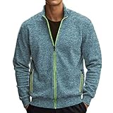 Generisch Übergangsjacke Herren Lederjacke Echtleder Leichte Jacke Mantel Arbeitsjacke Winter Trenchcoat Teddy Fleecejacke Türkis 2Xl