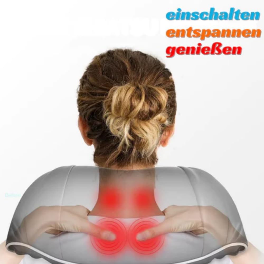 CloudLuxe - Massagegerät Warmefunktion 3D Nackenmassagegerät - Deep Massage für Hals, Rücken & Taille, für ganze Familie