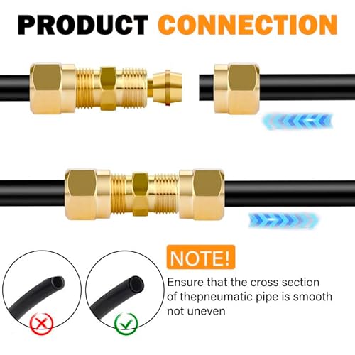 42 Pcs Brass Dot Air Brake Nylon Tubing Fittings Assortment Kit, 1/8" 1/4" 3/8" 1/2" 5/8" Dot Union/Tee/Elbow/Straight Air Brake Line Connectors Fittings Kit #TOP3