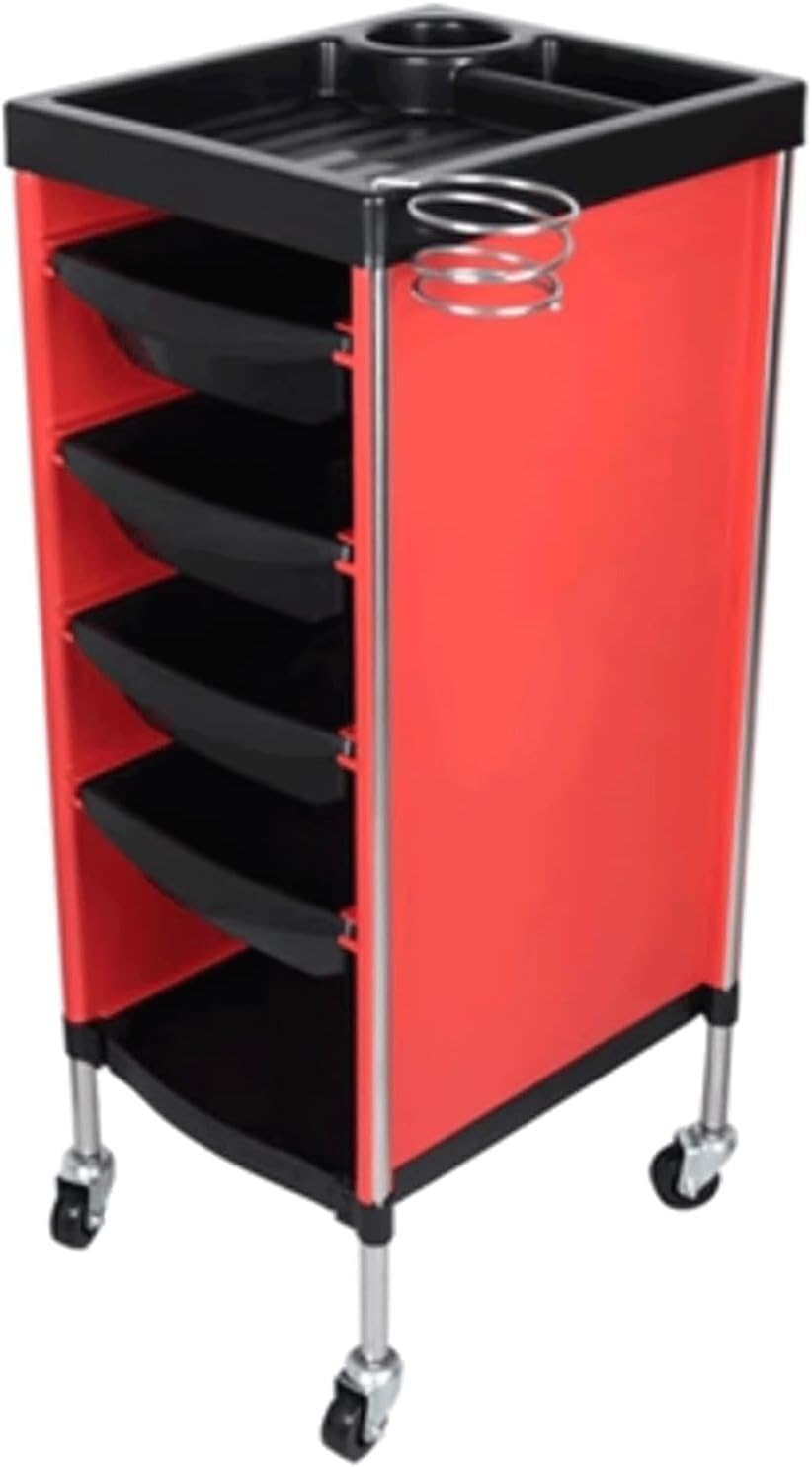 VUIKLCty Salon Trolley Metal Salon Cart Instrument Tray Trolley Cart With Wheels Salon Rolling Cart For Beauty Storage Utility Cart(Red)