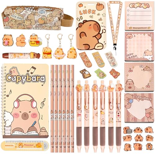 Daphilly Cute Capybara School Supplies Capybara Stationery Set Includes Gel Pens Pencil Eraser A5...