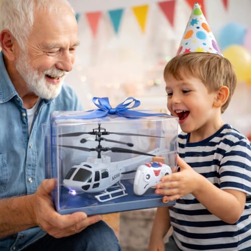 Image of Gravity Sensor Trigger Remote Helicopter Toy for Boys with Safety Sensor, Indoor Palm Sensing, Rechargeable with LED Lights I Pack of 1 (Millitary Gray Colour)