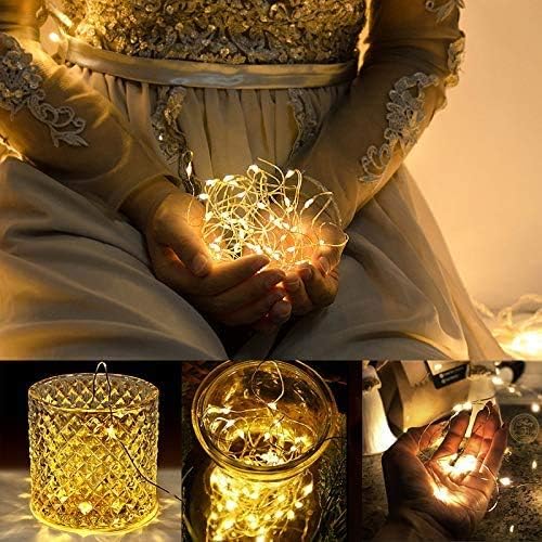 ooklee® [2 Pack Fairy Lights Battery Operated, 10M 100 LED String Lights Waterproof Outdoor/Indoor, 8 Modes with Remote Timmer, Twinkle Lighting for Gazebo Party Room Garland Xmas Decor (Warm White)