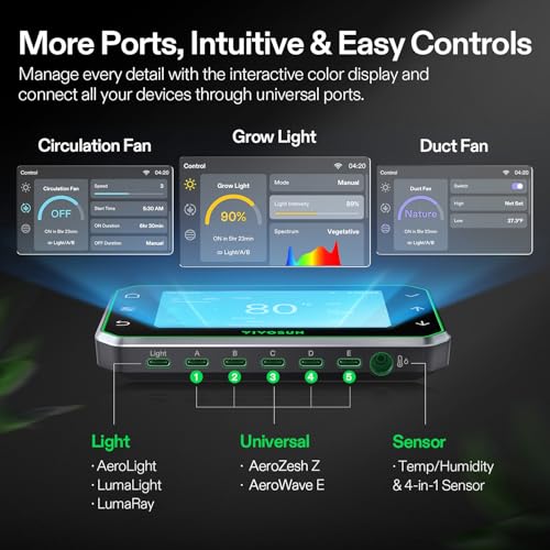 Image of VIVOSUN G8 8 inch Inline Duct Fan & Temperature Humidity Controller, E42A+ WiFi-App Control AeroZesh Grow Tent Fan& Smart Thermostat, 725 CFM EC Motor Exhaust Fan for Heating Cooling, Greenhouse Accessory
