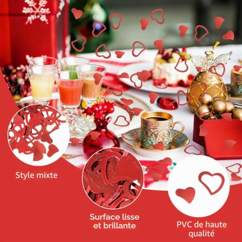 Yatrosynth Forme de Coeur Confettis, Mini Paillettes Feuille Confettis, pour Fete, Mariages, Anniversaires, la Saint-Valentin(Rouge 30 g) – vue 3