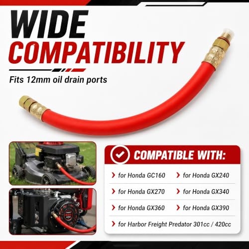 Image of HON1012 HON1412 12mm Oil Drain Hose for Honda GX Engines, 2 Pack | 12mm oil drain hose fits for Honda GX240 GX270 GX340 GX360 GX390 and GC160 small engines; 2-pack replacement drain tubes