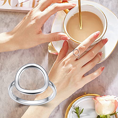 DAOCHONG Sterling Silver Classical Simple Plain Ring Open Circle Karma Statement Promise Ring Karma Ring for Women2