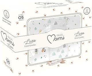 Papi Textil Fralda Luxo Mami c/Bainha Estampada 68x68cm Caixa Contém 05 Un