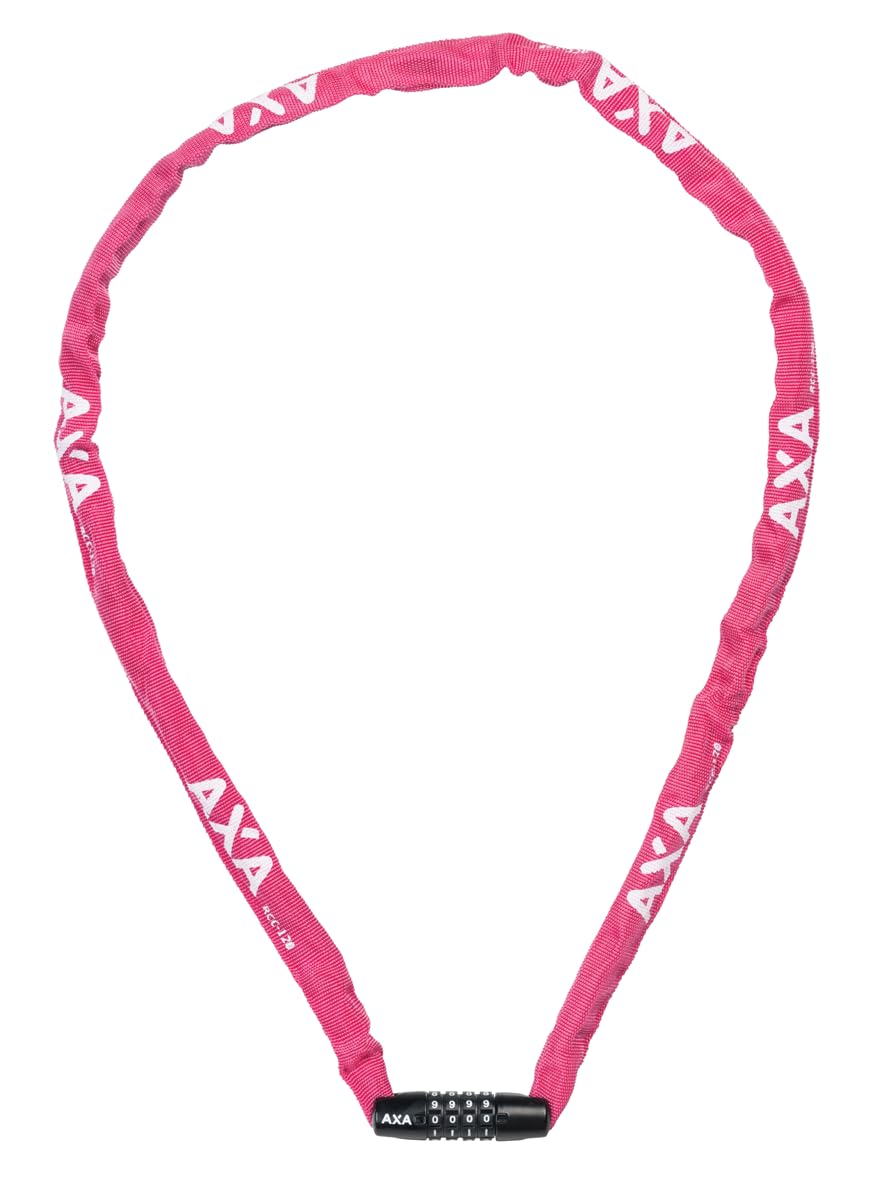 AXA Rigid RCC 120 - Lucchetto a catena con codice - 120 cm - Maglia in acciaio 3,5 mm - Livello di sicurezza 3 - Custodia protettiva - Rosa