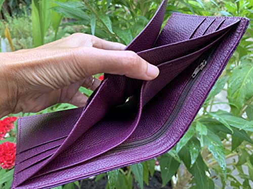 Men's Wallet - Purple Alligator Leather Bi-Fold Wallet Handmade - Genuine Crocodile Back Leather Skin Wallet for Men, Purple, Casual3