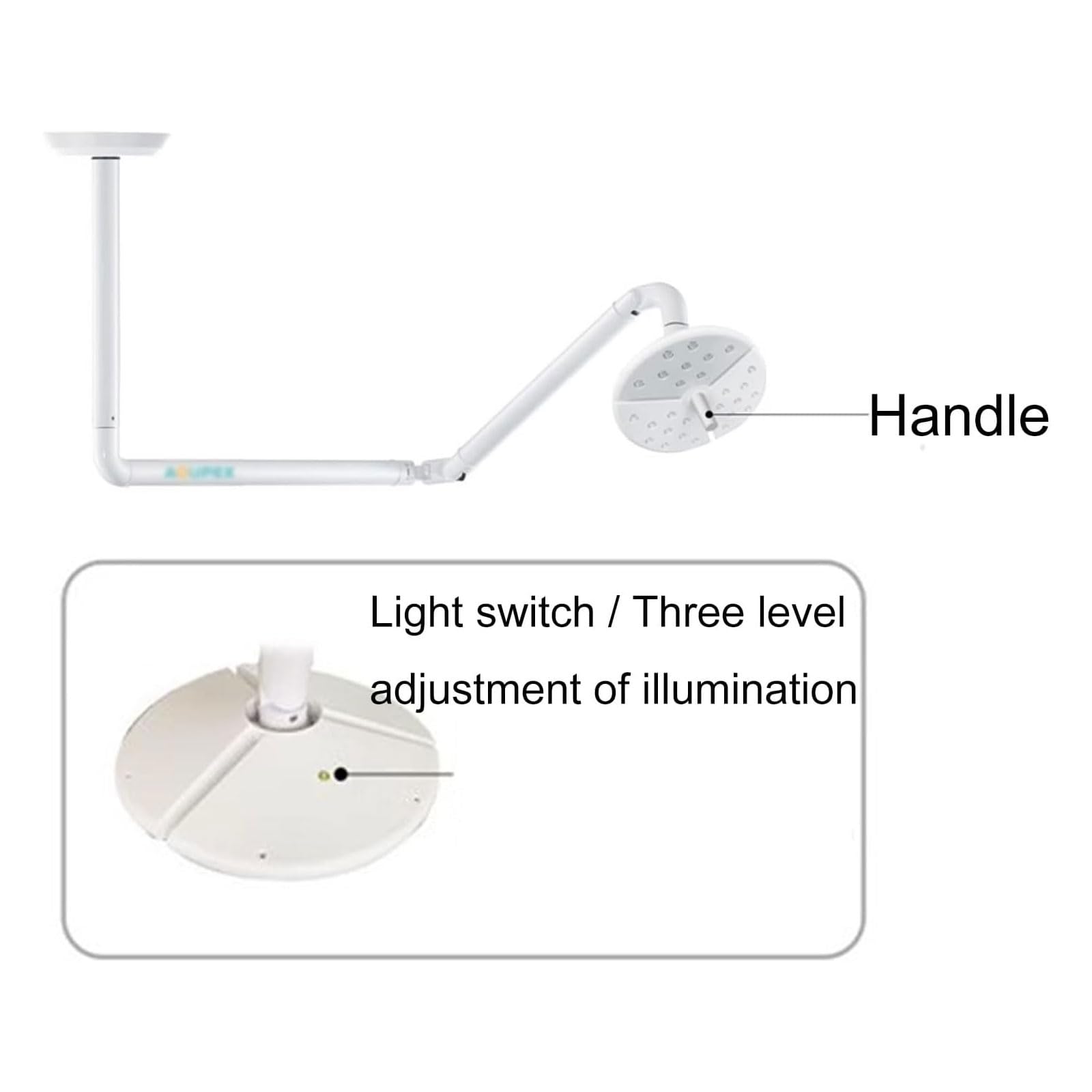 JOSBY 360° drehbare medizinische Untersuchungsleuchte, schattenfreie 50-W-LED-Deckenleuchte, chirurgisches Hilfsgerät mit Kaltlicht und verstellbarem Arm, 700 mm Arbeitsabstand, für Krankenhäuser