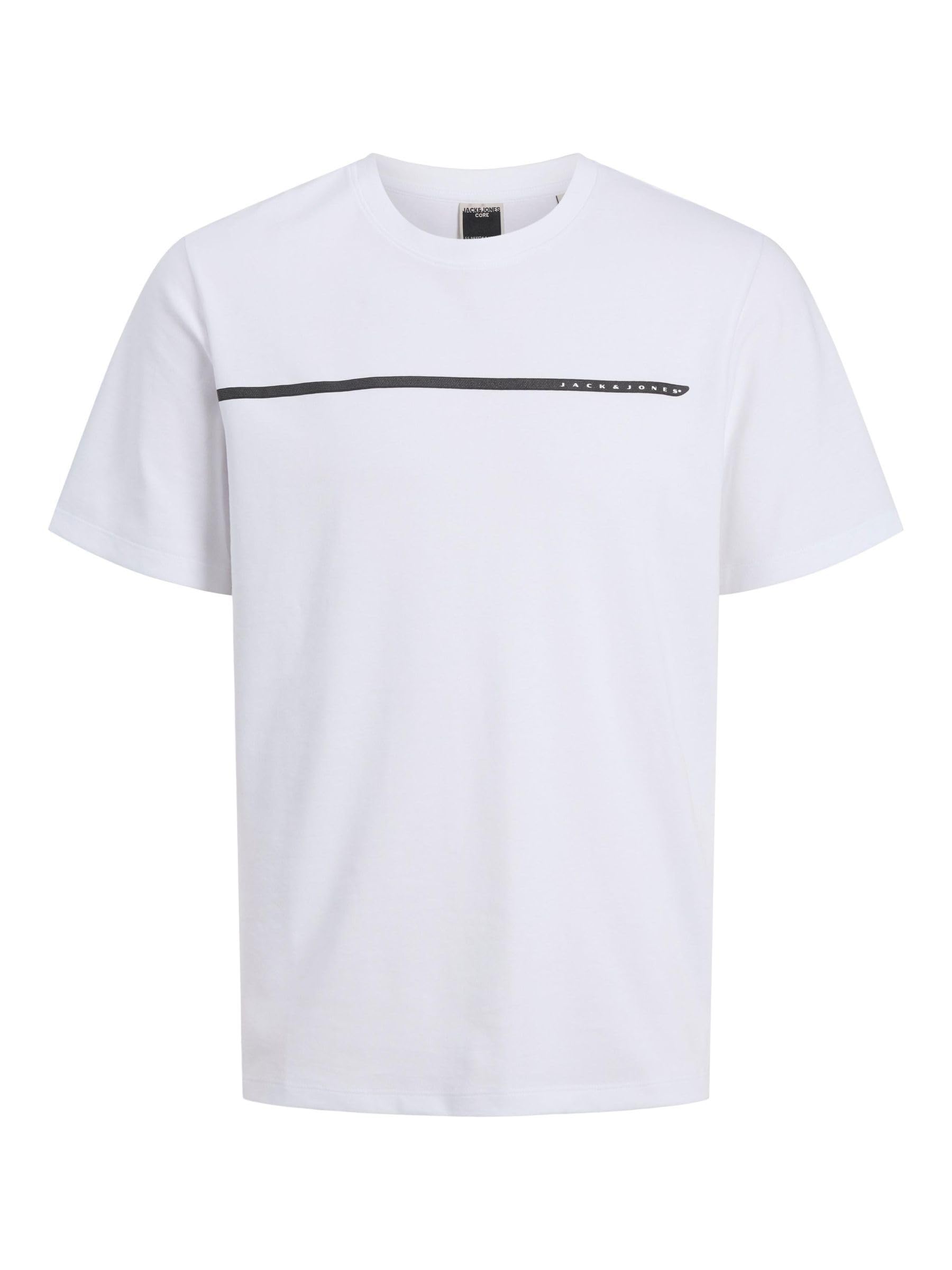 JACK & JONES Male T-Shirt Printed Crew Neck T-Shirt, Bright White, XS