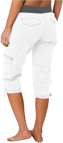 Miniatura 3 de Pantalones capri tipo cargo para mujer, ligeros, de secado rápido, atléticos, para verano, casuales, con bolsillos