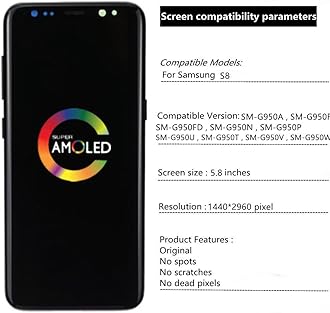 5.8" Original for Samsung S8 Touch Screen Display Digitizer S8 SM-G950A SM-G950U SM-G950FD SM-G950W LCD Screen Replacement (with Purple Frame)