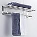 Porta Asciugamani,Mensola per bagno, portasciugamani in acciaio inossidabile, mensola per asciugamani doppia con ganci, mensola per doccia a parete organizer, per cucina bagno-Senza gancio 35 cm